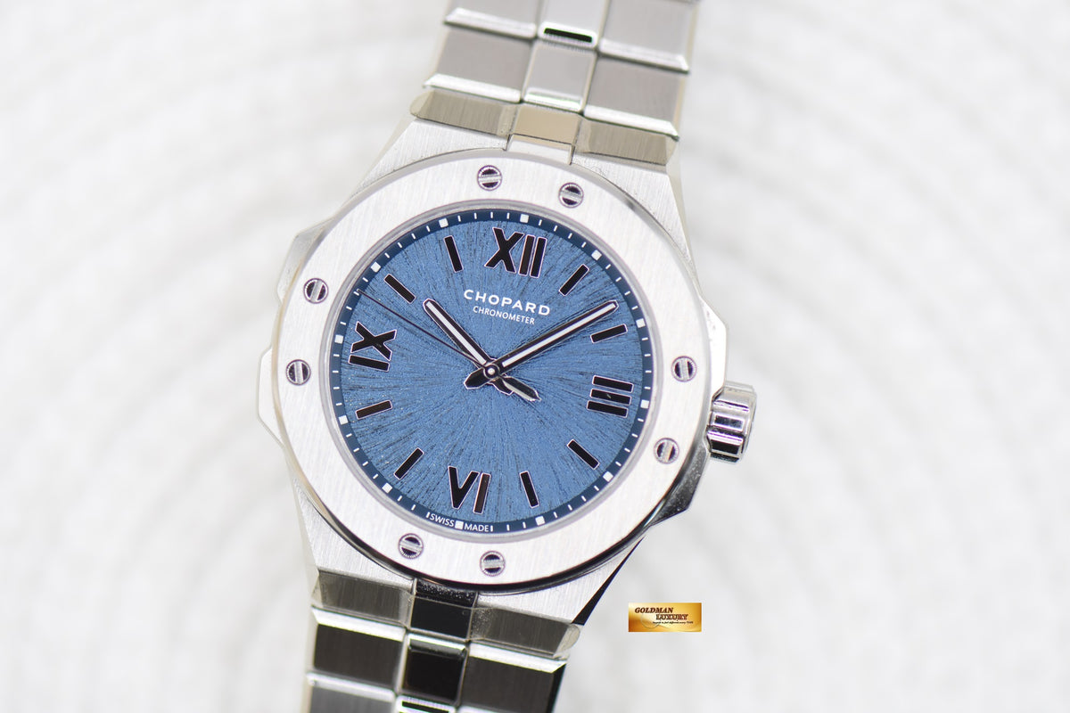 CHOPARD ALPINE EAGLE 33mm LADIES STEEL BLUE AUTOMATIC 298617-3001 (MINT)