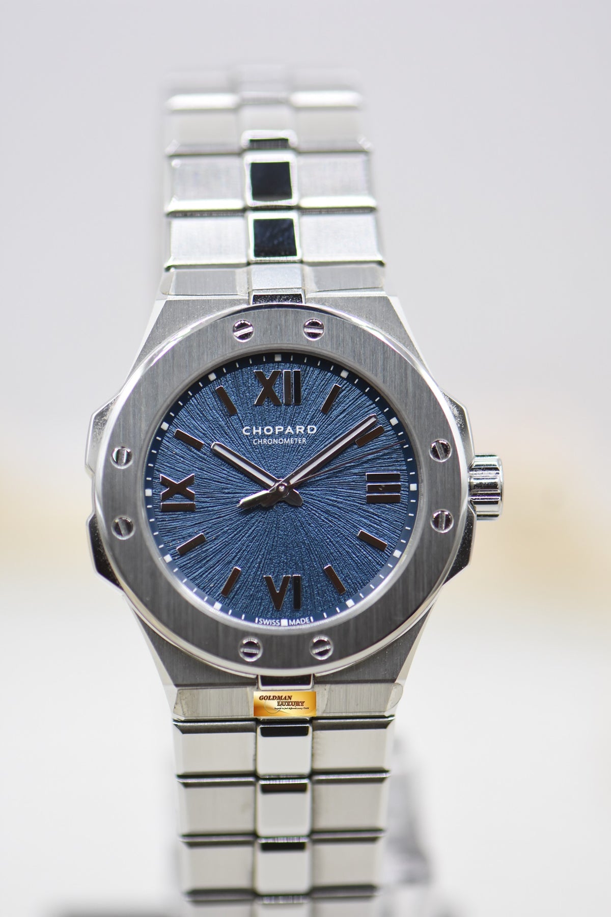 CHOPARD ALPINE EAGLE 33mm LADIES STEEL BLUE AUTOMATIC 298617-3001 (MINT)