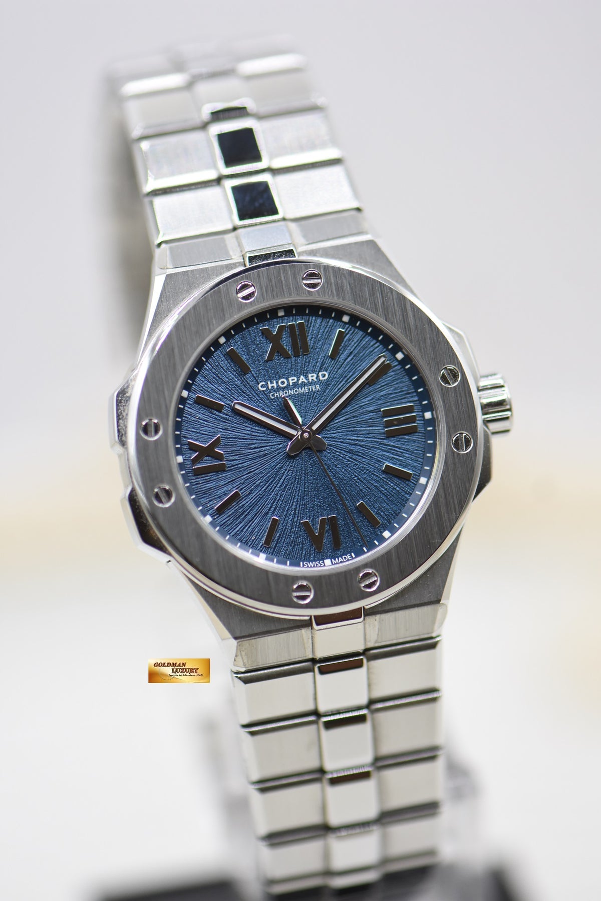 CHOPARD ALPINE EAGLE 33mm LADIES STEEL BLUE AUTOMATIC 298617-3001 (MINT)