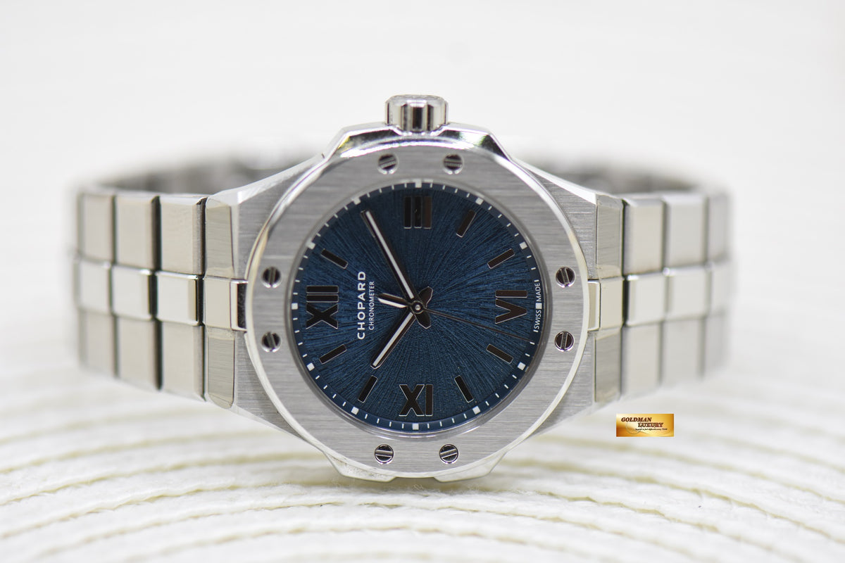 CHOPARD ALPINE EAGLE 33mm LADIES STEEL BLUE AUTOMATIC 298617-3001 (MINT)
