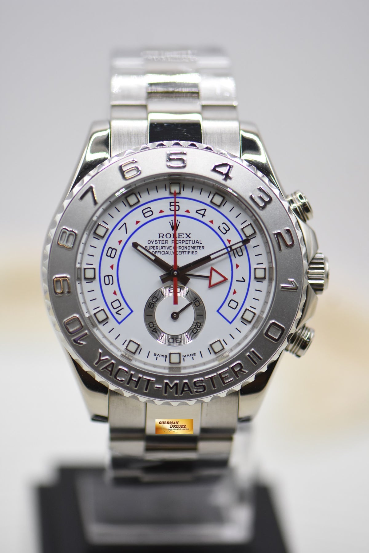ROLEX OYSTER PERPETUAL YACHT-MASTER II 44mm REGATTA CHRONOGRAPH 18K WHITE GOLD IN BRACELET 116689 (MINT)