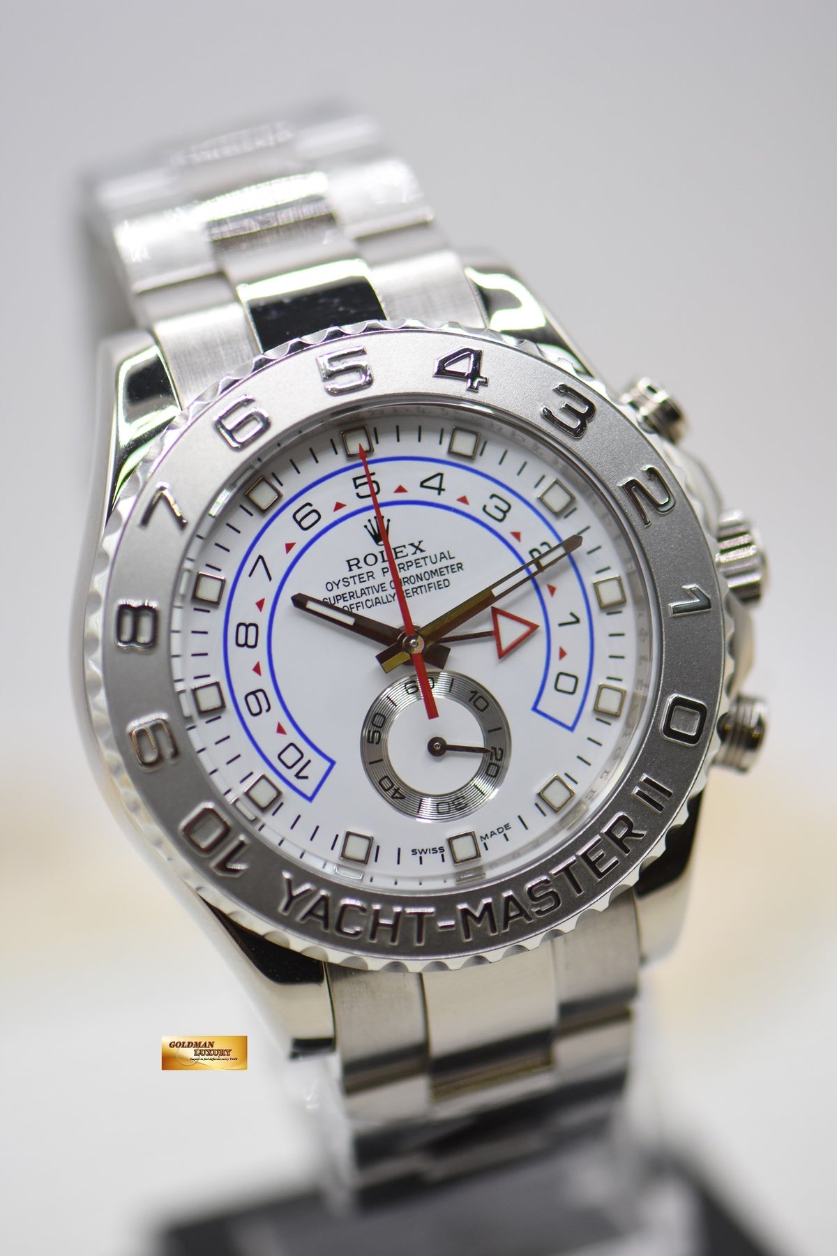 ROLEX OYSTER PERPETUAL YACHT-MASTER II 44mm REGATTA CHRONOGRAPH 18K WHITE GOLD IN BRACELET 116689 (MINT)