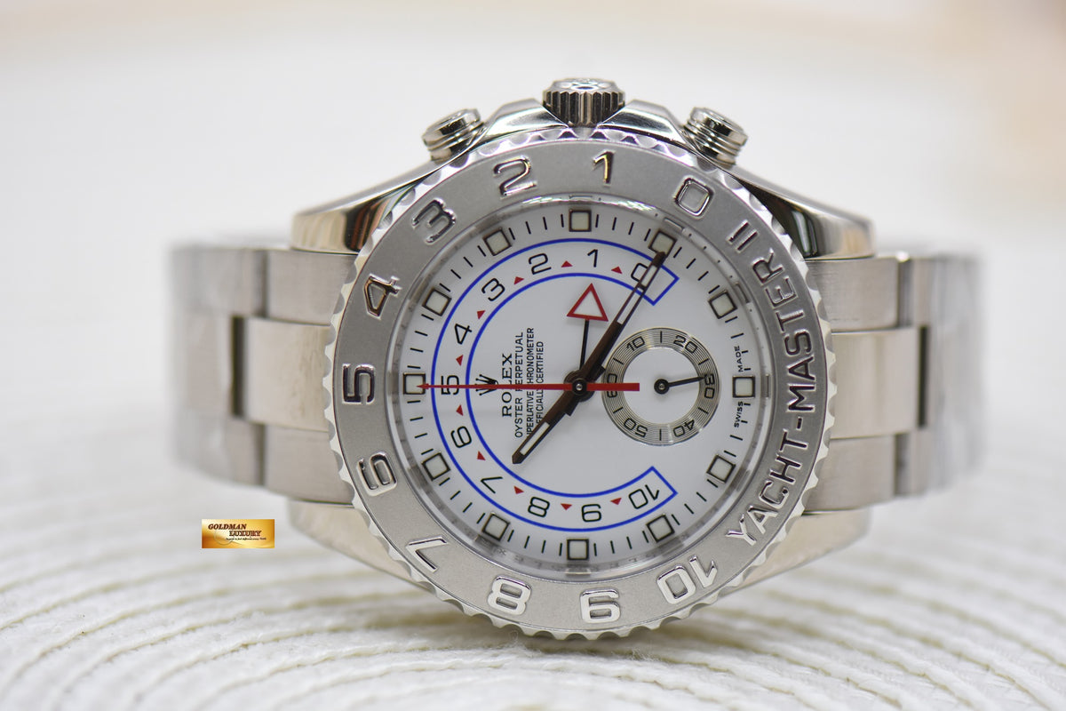 ROLEX OYSTER PERPETUAL YACHT-MASTER II 44mm REGATTA CHRONOGRAPH 18K WHITE GOLD IN BRACELET 116689 (MINT)