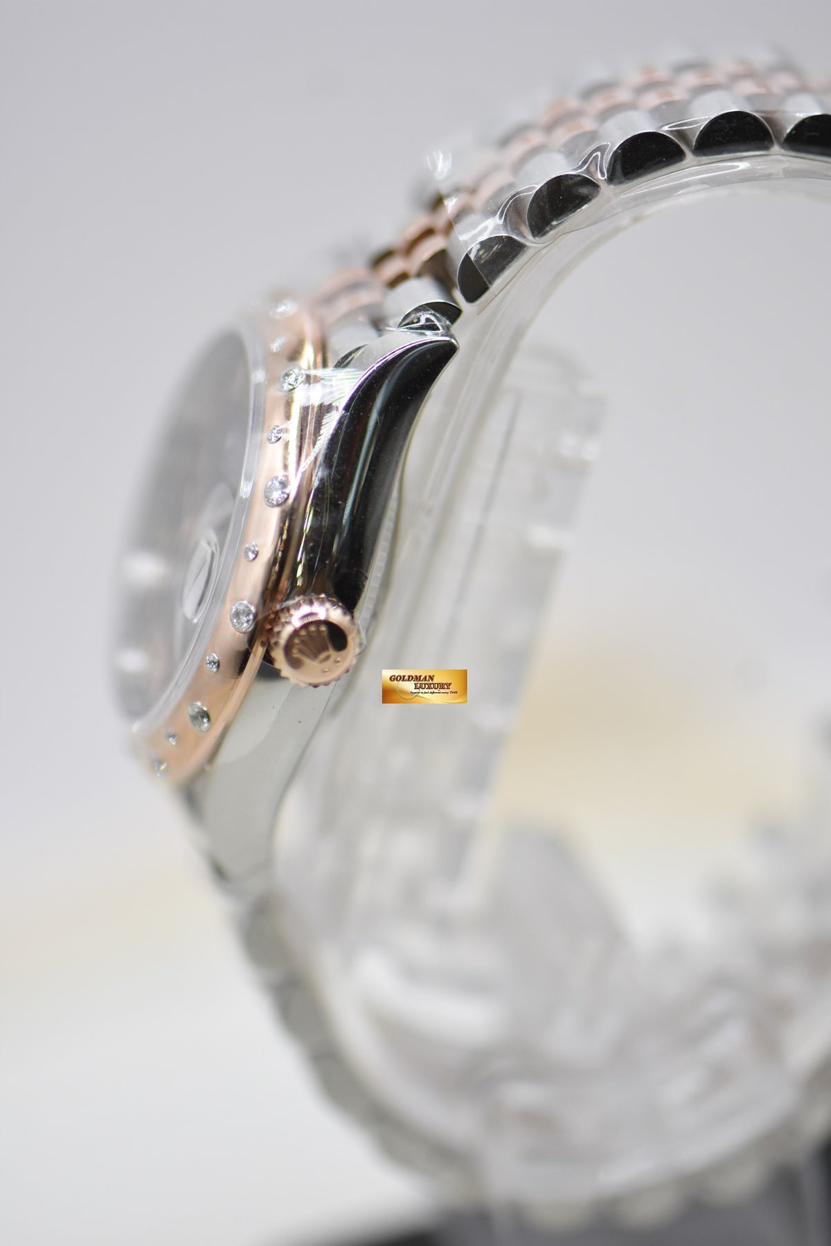 ROLEX OYSTER DATEJUST 31 BOYSIZE DARK AUBERGINE DIAL EVEROSE-GOLD / STEEL IN OYSTER DIAMOND BEZEL 278341RBR (NEW)