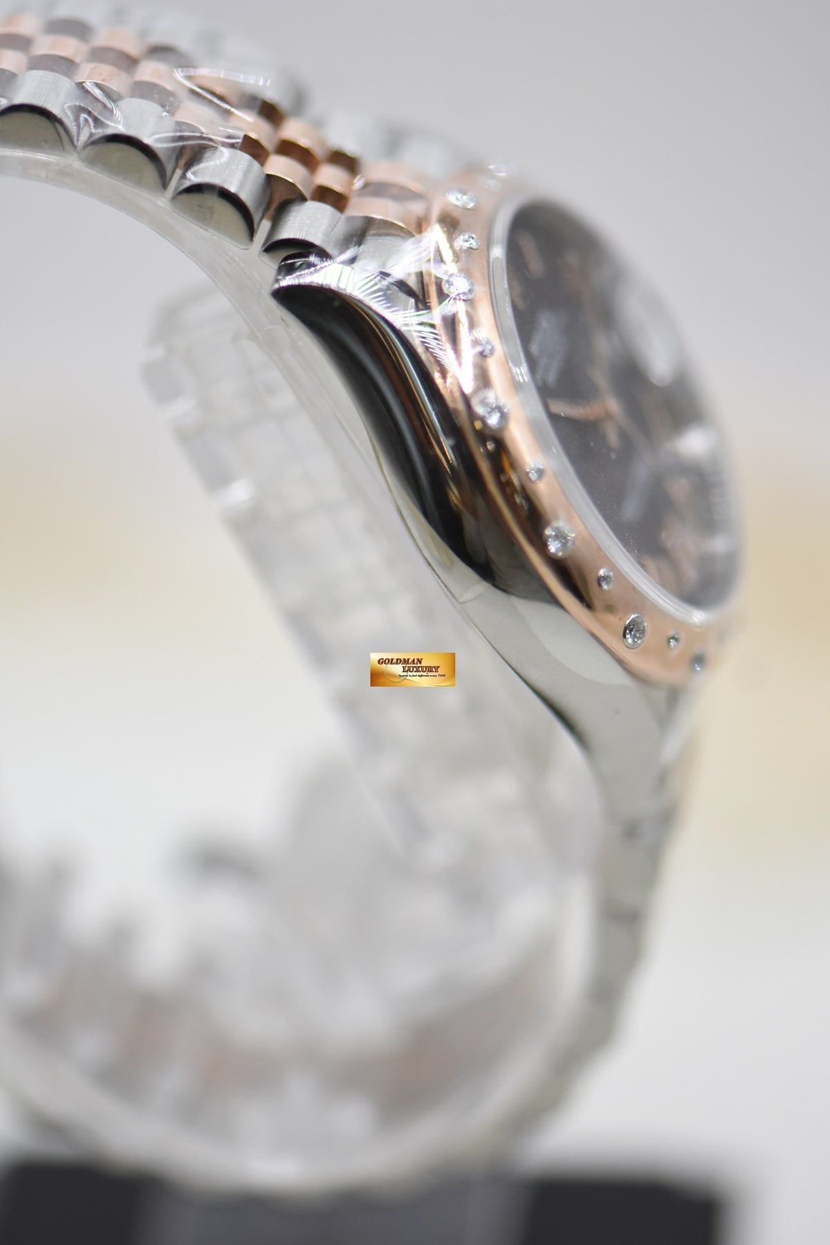 ROLEX OYSTER DATEJUST 31 BOYSIZE DARK AUBERGINE DIAL EVEROSE-GOLD / STEEL IN OYSTER DIAMOND BEZEL 278341RBR (NEW)