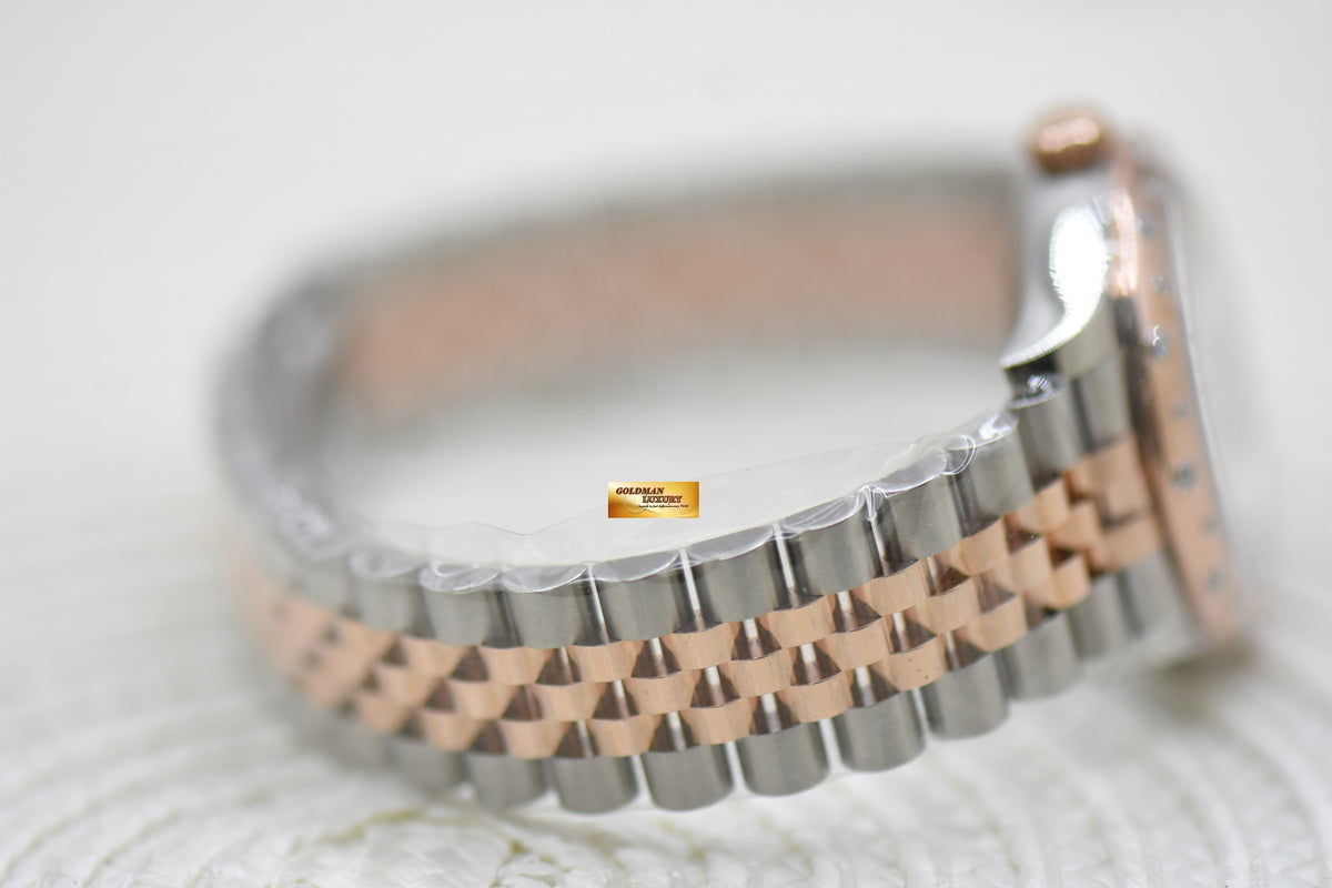 ROLEX OYSTER DATEJUST 31 BOYSIZE DARK AUBERGINE DIAL EVEROSE-GOLD / STEEL IN OYSTER DIAMOND BEZEL 278341RBR (NEW)