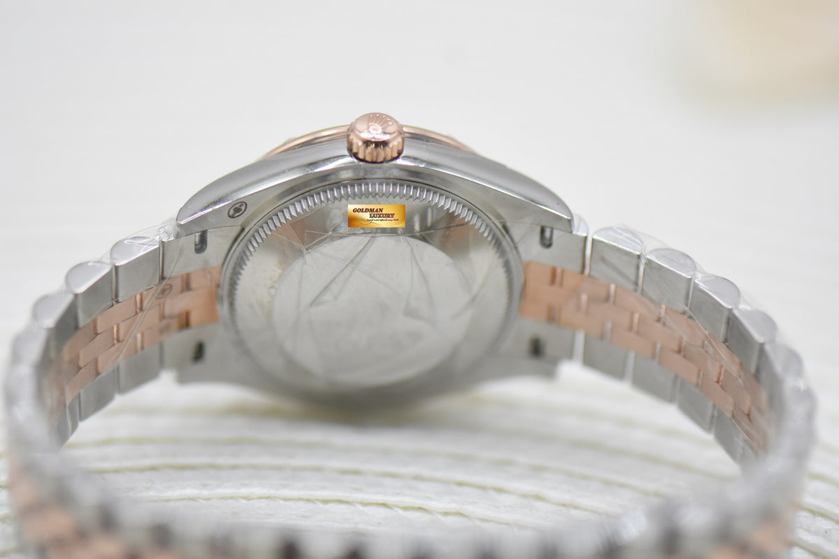 ROLEX OYSTER DATEJUST 31 BOYSIZE DARK AUBERGINE DIAL EVEROSE-GOLD / STEEL IN OYSTER DIAMOND BEZEL 278341RBR (NEW)