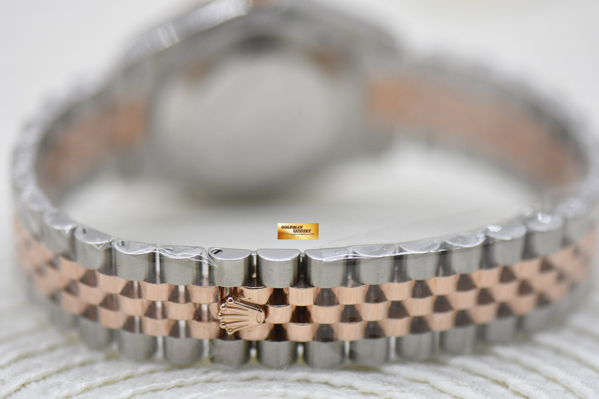ROLEX OYSTER DATEJUST 31 BOYSIZE DARK AUBERGINE DIAL EVEROSE-GOLD / STEEL IN OYSTER DIAMOND BEZEL 278341RBR (NEW)