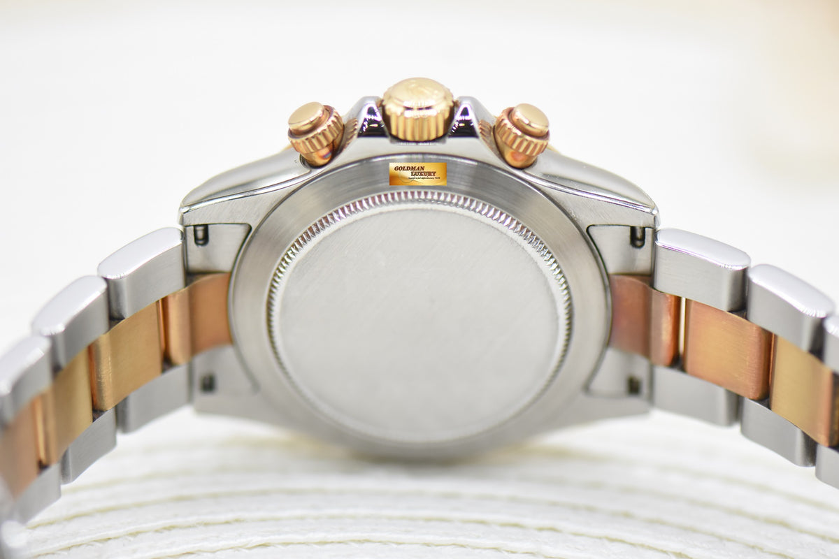ROLEX OYSTER DAYTONA CHRONOGRAPH 40mm HALF-GOLD IN BRACELET WHITE DIAL 116523 (MINT)