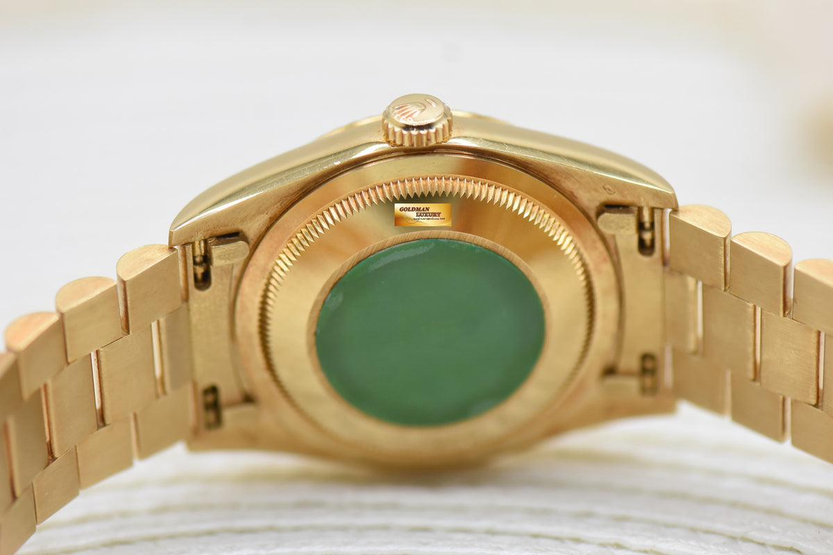 ROLEX OYSTER PERPETUAL DAY-DATE 36mm PRESIDENT 18K YELLOW GOLD ORIGINAL DIAMOND DIAL IN ORIGINAL PRESIDENT BRACELET 18238 (MINT)