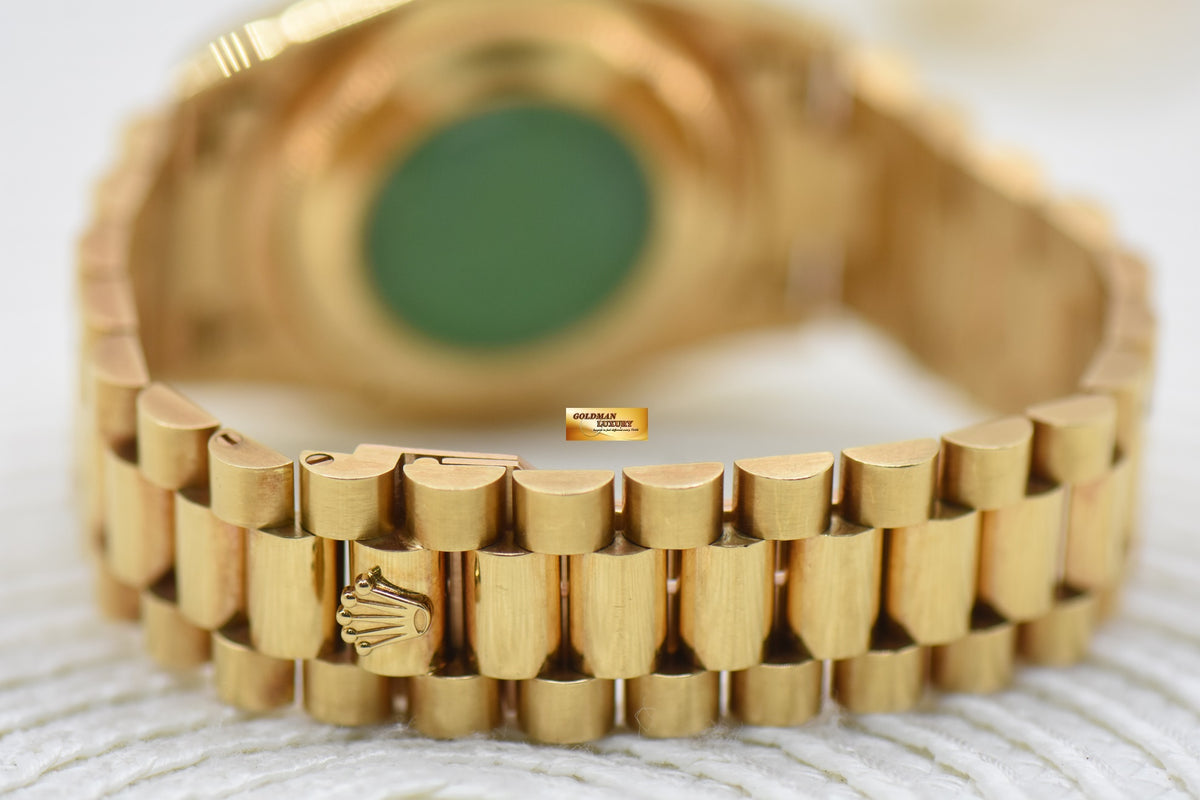 ROLEX OYSTER PERPETUAL DAY-DATE 36mm PRESIDENT 18K YELLOW GOLD ORIGINAL DIAMOND DIAL IN ORIGINAL PRESIDENT BRACELET 18238 (MINT)
