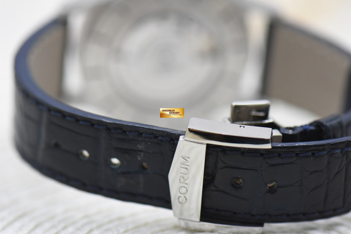 CORUM ADMIRAL CUP 42mm HALF-GOLD IN LEATHER STRAP BLUE AUTOMATIC 395.110.24 (LNIB)