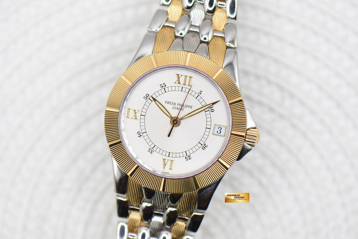 PATEK PHILIPPE NEPTUNE 36mm HALF-GOLD IN BEADS BRACELET SILVER DIAL AUTOMATIC 5080/1AJ (UNUSED - LOOK NEW)