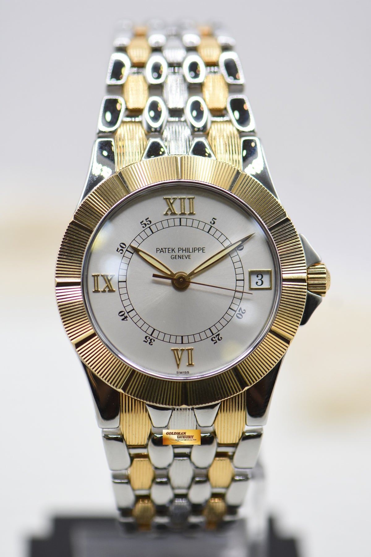 PATEK PHILIPPE NEPTUNE 36mm HALF-GOLD IN BEADS BRACELET SILVER DIAL AUTOMATIC 5080/1AJ (UNUSED - LOOK NEW)