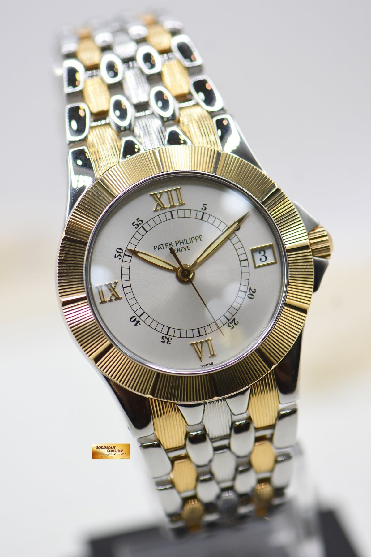 PATEK PHILIPPE NEPTUNE 36mm HALF-GOLD IN BEADS BRACELET SILVER DIAL AUTOMATIC 5080/1AJ (UNUSED - LOOK NEW)