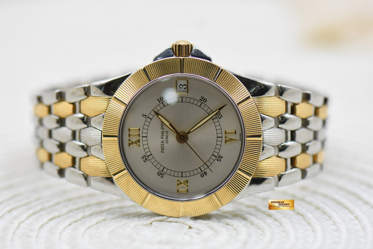 PATEK PHILIPPE NEPTUNE 36mm HALF-GOLD IN BEADS BRACELET SILVER DIAL AUTOMATIC 5080/1AJ (UNUSED - LOOK NEW)