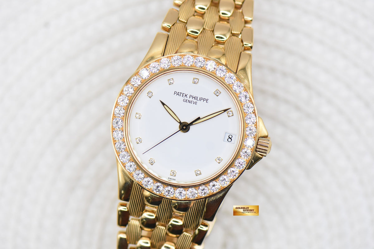 PATEK PHILIPPE NEPTUNE 36mm YELLOW GOLD IN BEADS BRACELET DIAMOND DIAL & BEZEL AUTOMATIC 5081/1J (UNUSED - LOOK NEW)