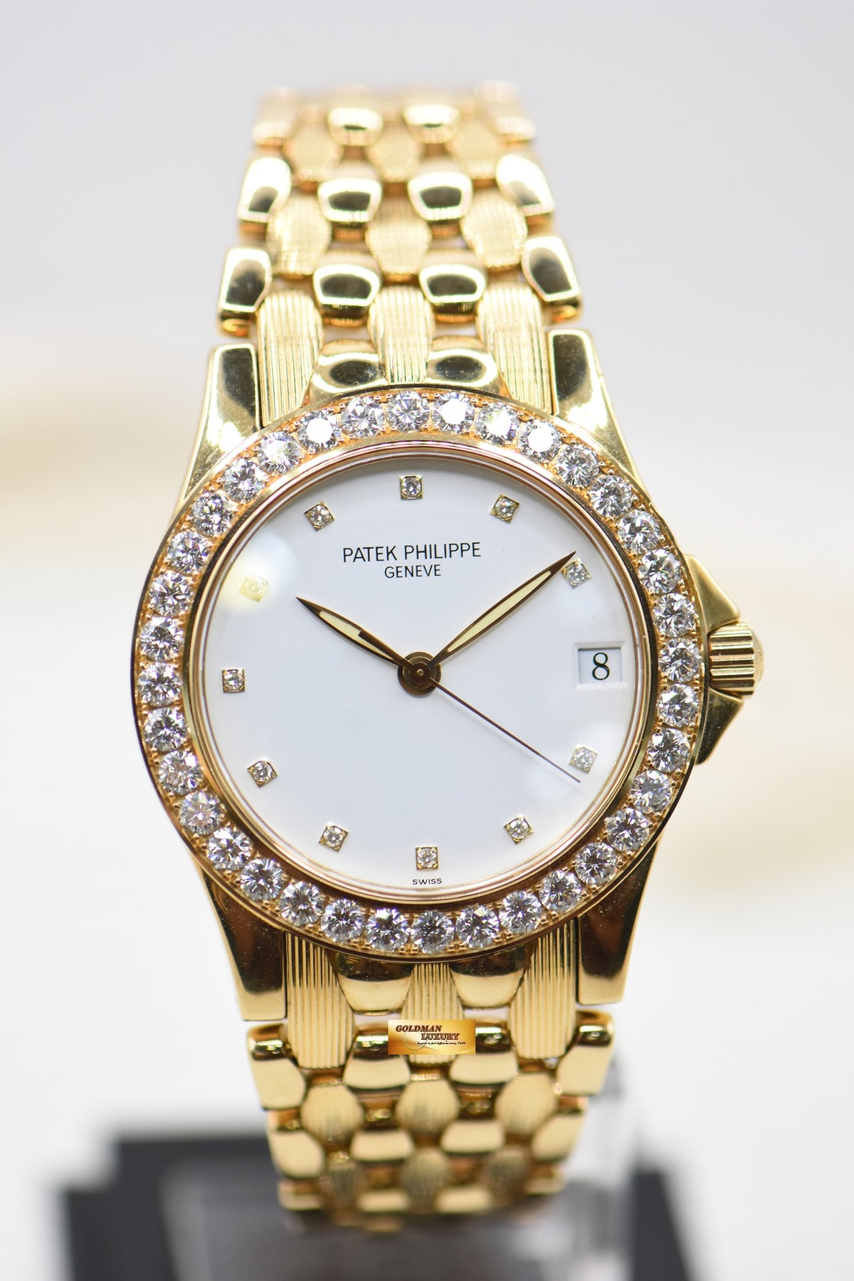 PATEK PHILIPPE NEPTUNE 36mm YELLOW GOLD IN BEADS BRACELET DIAMOND DIAL & BEZEL AUTOMATIC 5081/1J (UNUSED - LOOK NEW)