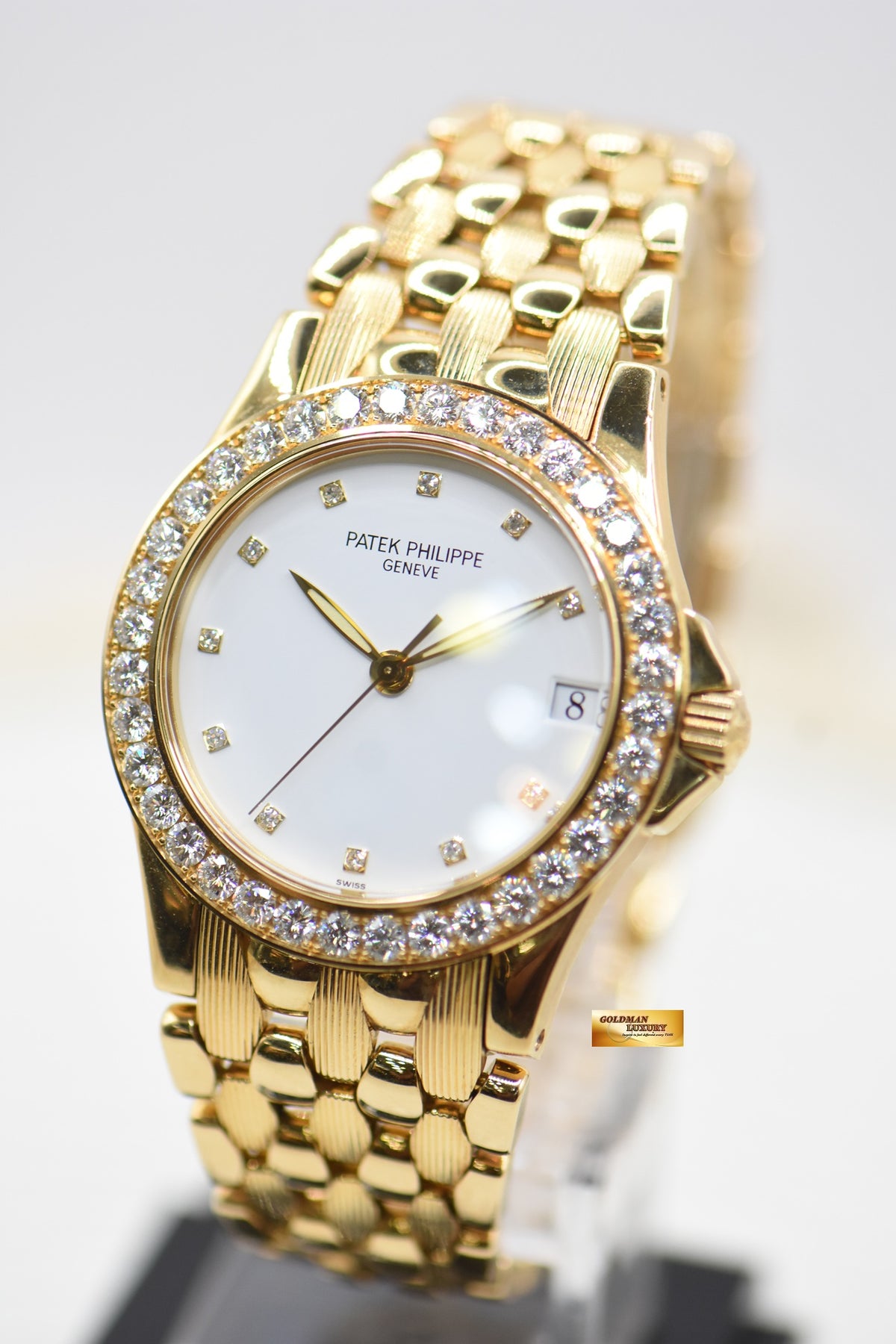PATEK PHILIPPE NEPTUNE 36mm YELLOW GOLD IN BEADS BRACELET DIAMOND DIAL & BEZEL AUTOMATIC 5081/1J (UNUSED - LOOK NEW)