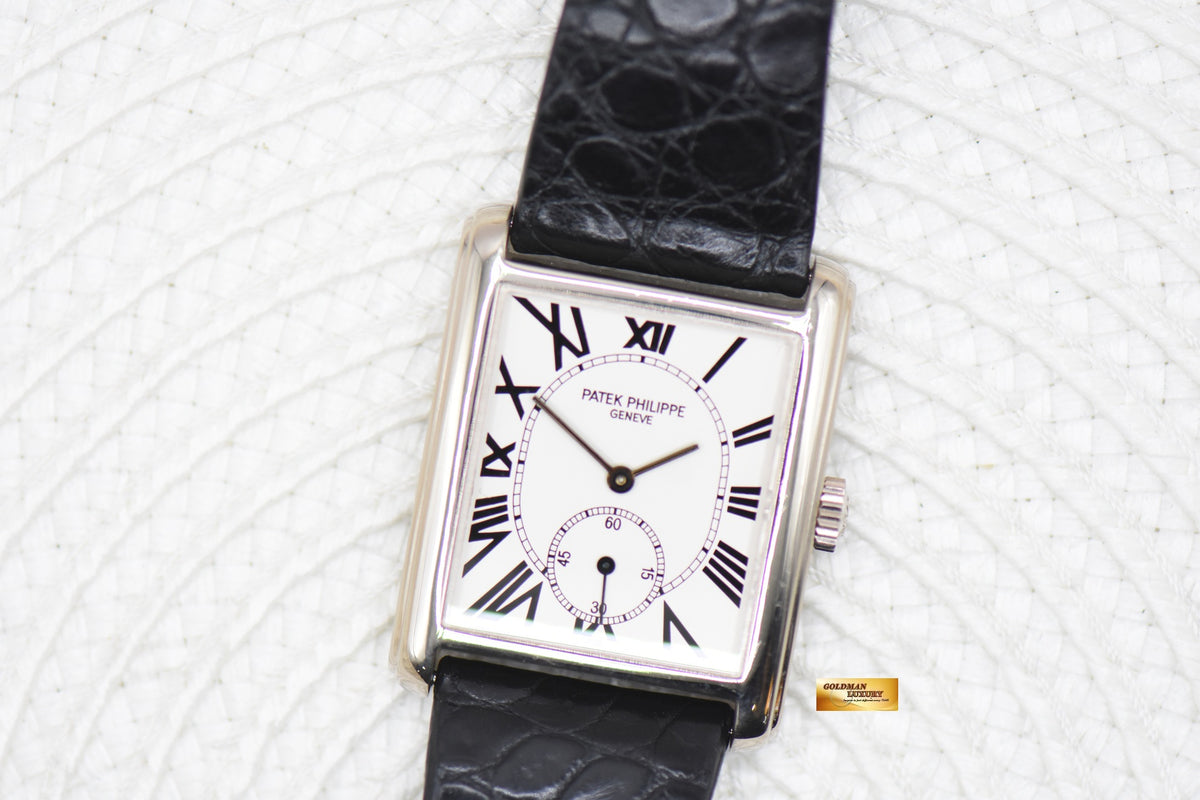 PATEK PHILIPPE GONDOLO SMALL SECONDS WHITE GOLD IN LEATHER STRAP MANUAL 5014G (MINT)