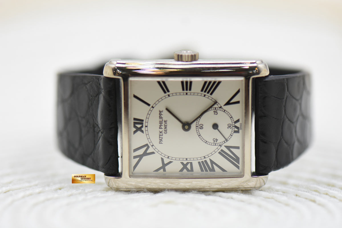 PATEK PHILIPPE GONDOLO SMALL SECONDS WHITE GOLD IN LEATHER STRAP MANUAL 5014G (MINT)