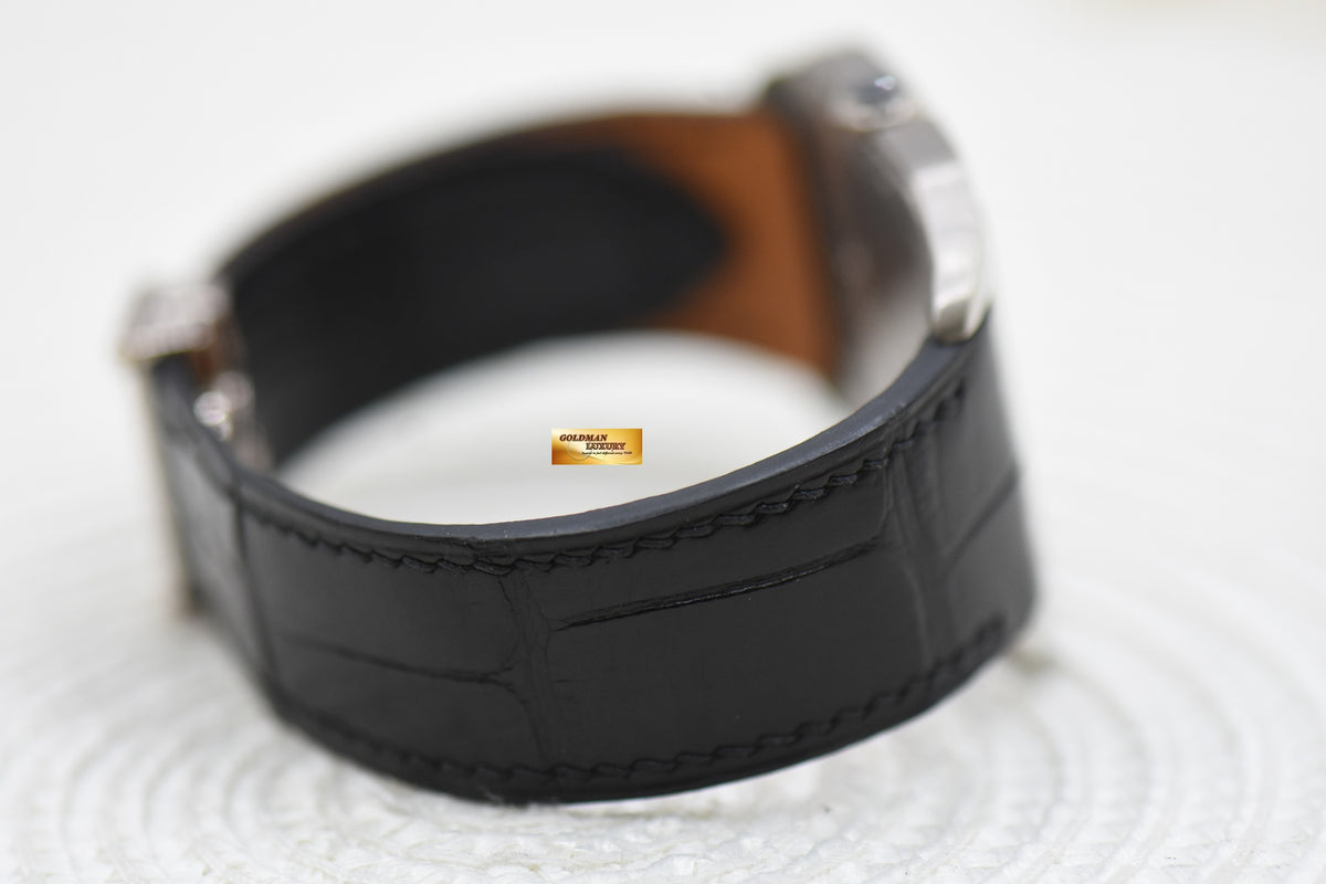CARTIER SANTOS DUMONT 35mm WHITE GOLD IN LEATHER STRAP MANUAL W2007051 (MINT)