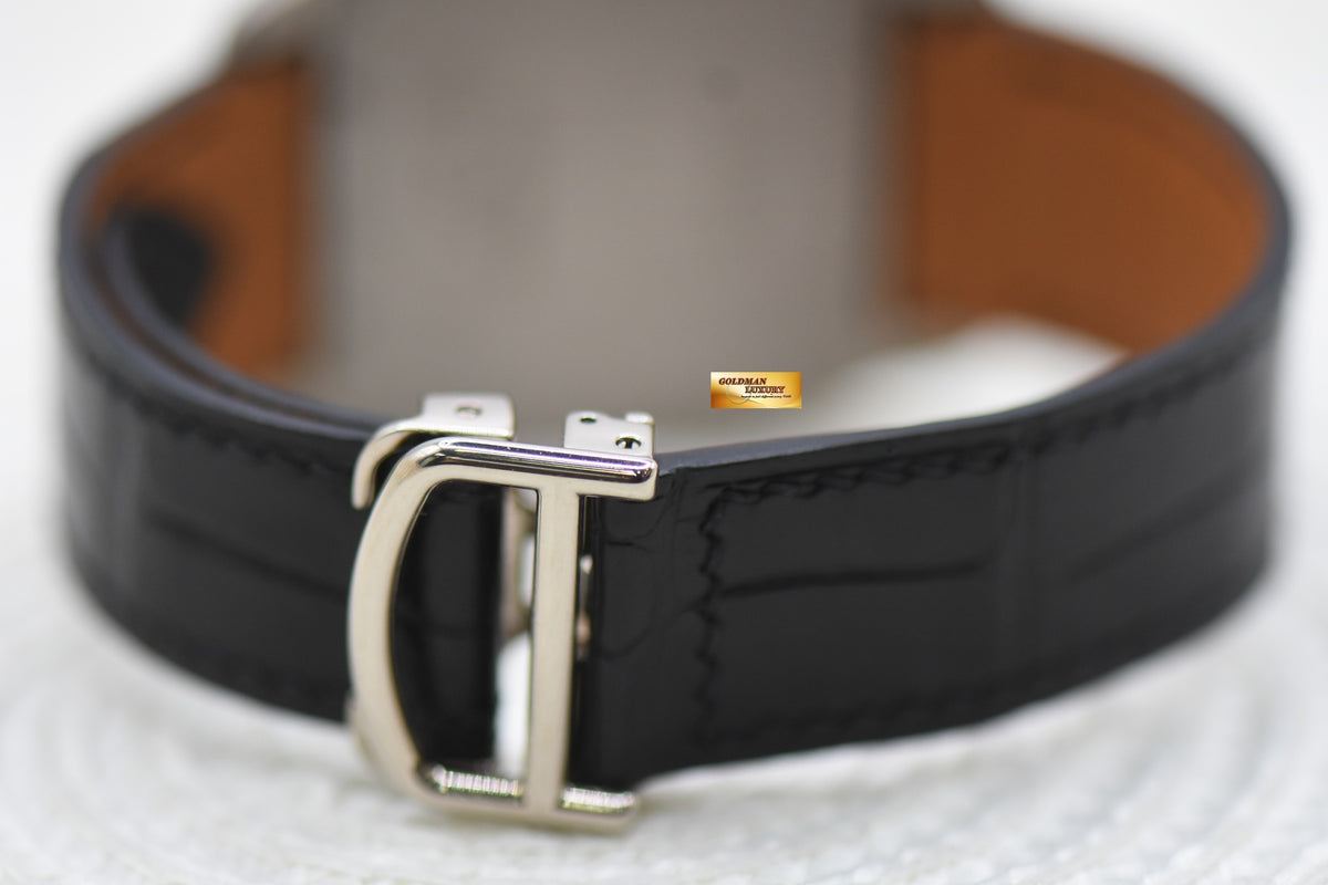 CARTIER SANTOS DUMONT 35mm WHITE GOLD IN LEATHER STRAP MANUAL W2007051 (MINT)