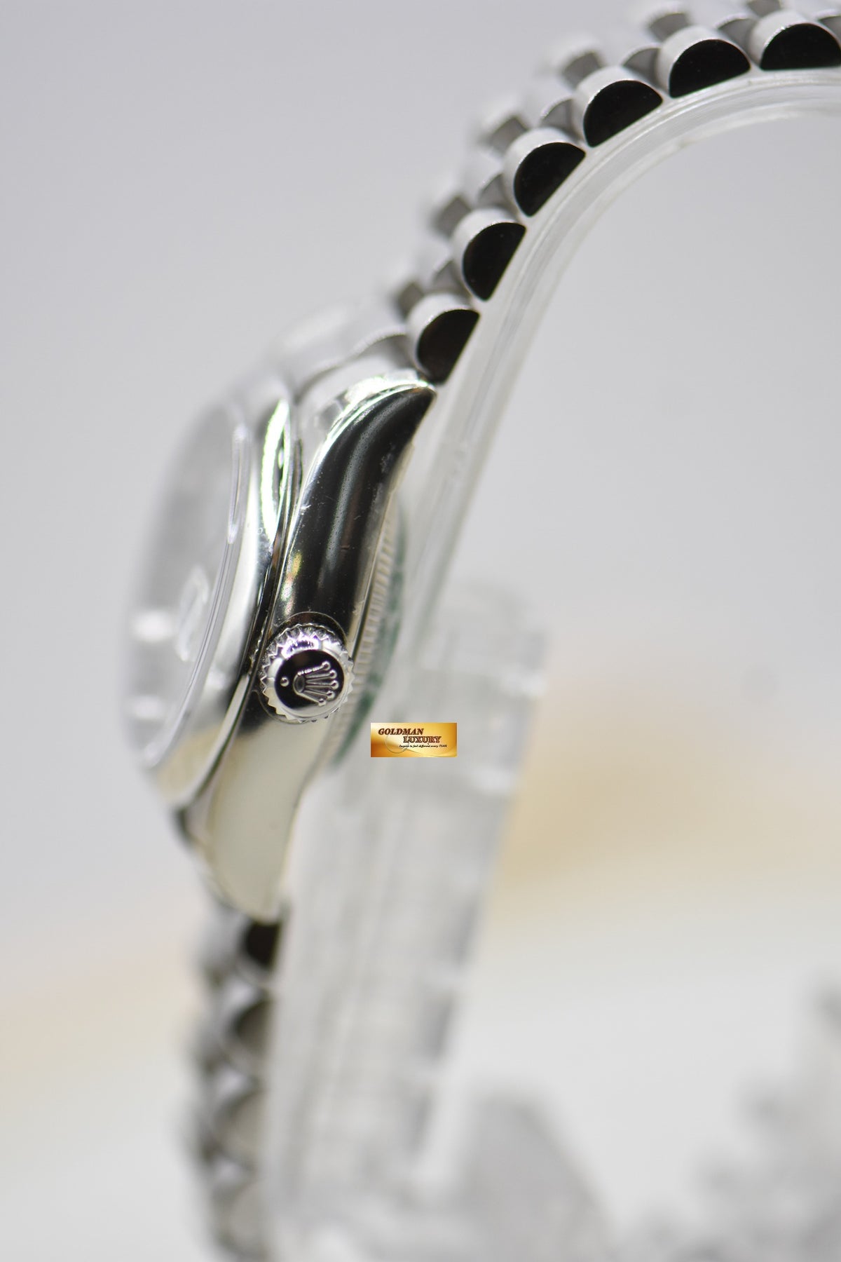 ROLEX OYSTER DATEJUST LADY PRESIDENT 26mm PLATINUM IN BRACELET SILVER ROMAN DIAL 179166 (MINT) (STICKERS STILL INTACT)