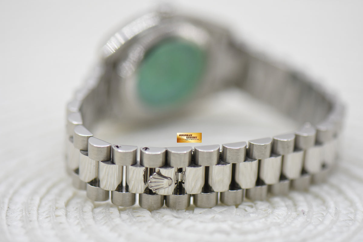 ROLEX OYSTER DATEJUST LADY PRESIDENT 26mm PLATINUM IN BRACELET SILVER ROMAN DIAL 179166 (MINT) (STICKERS STILL INTACT)