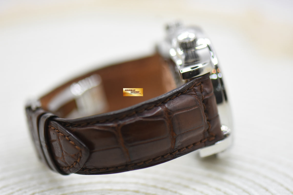 JLC MASTER GRAND REVEIL PERPETUAL ALARM 43mm STEEL IN LEATHER STRAP AUTOMATIC 149.8.95 (MINT)