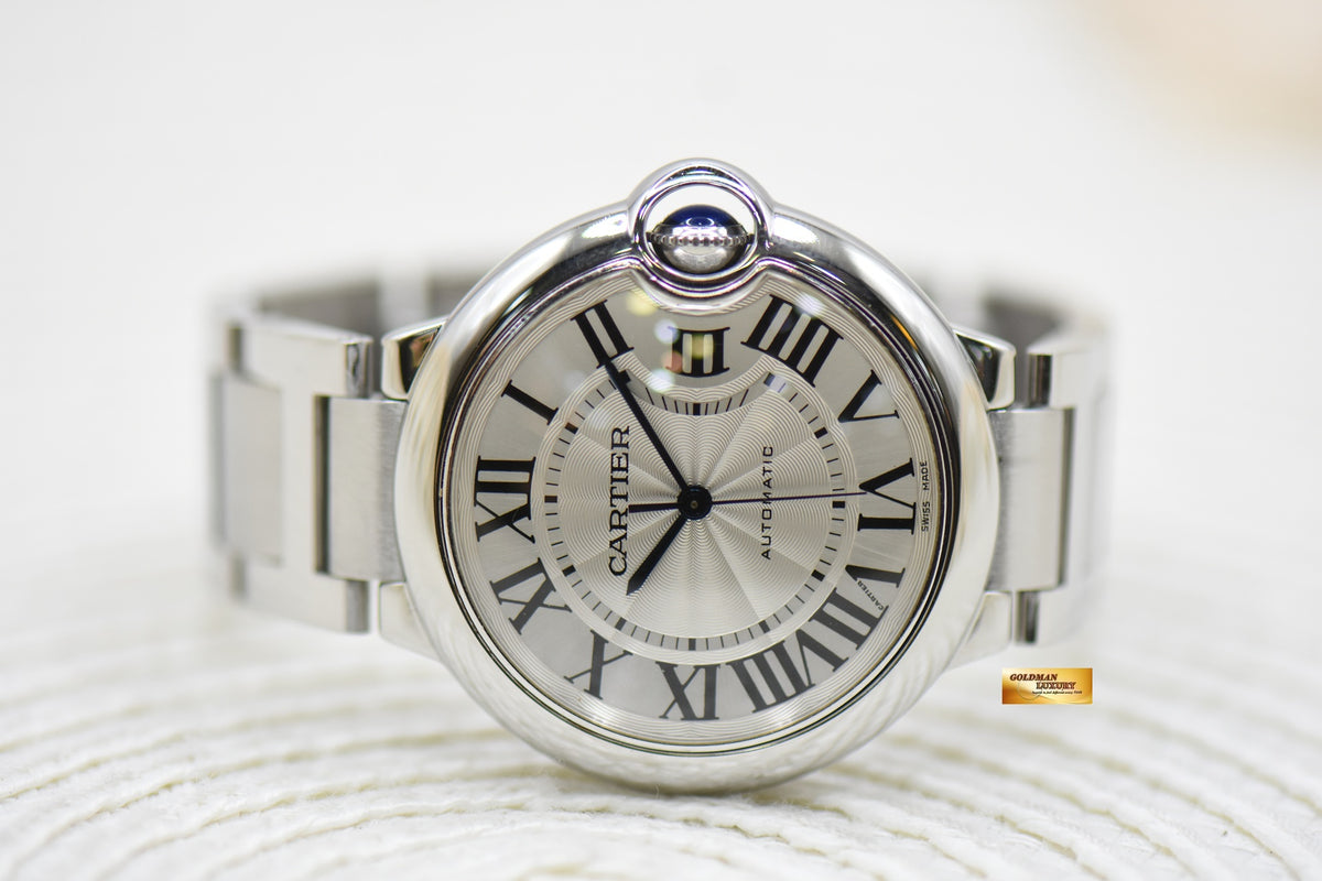 CARTIER BALLON BLEU GENTS SIZE 36mm STEEL IN BRACELET AUTOMATIC W6920046 (MINT)