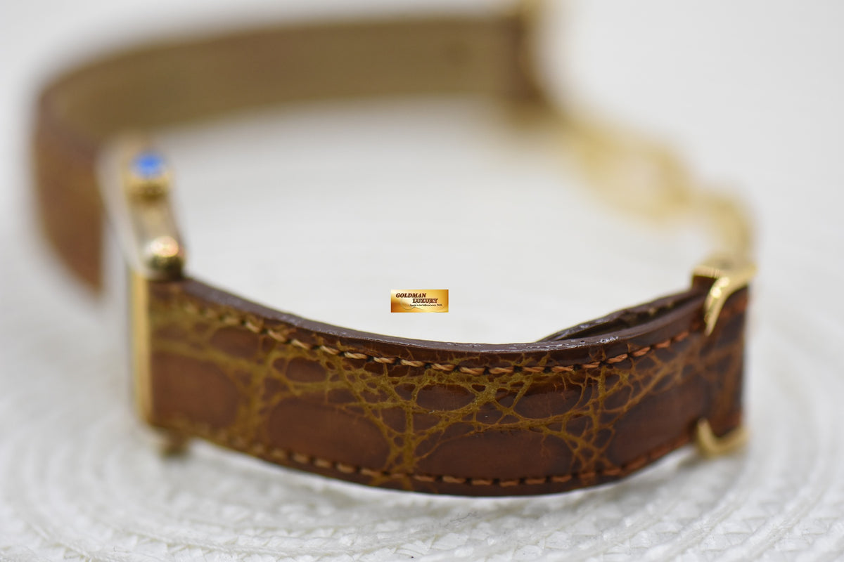 CARTIER MUST De TANK GOLD-PLATED 925 IN LEATHER ONYX DIAL QUARTZ 3088 (VINTAGE)
