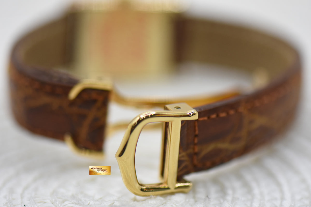 CARTIER MUST De TANK GOLD-PLATED 925 IN LEATHER ONYX DIAL QUARTZ 3088 (VINTAGE)