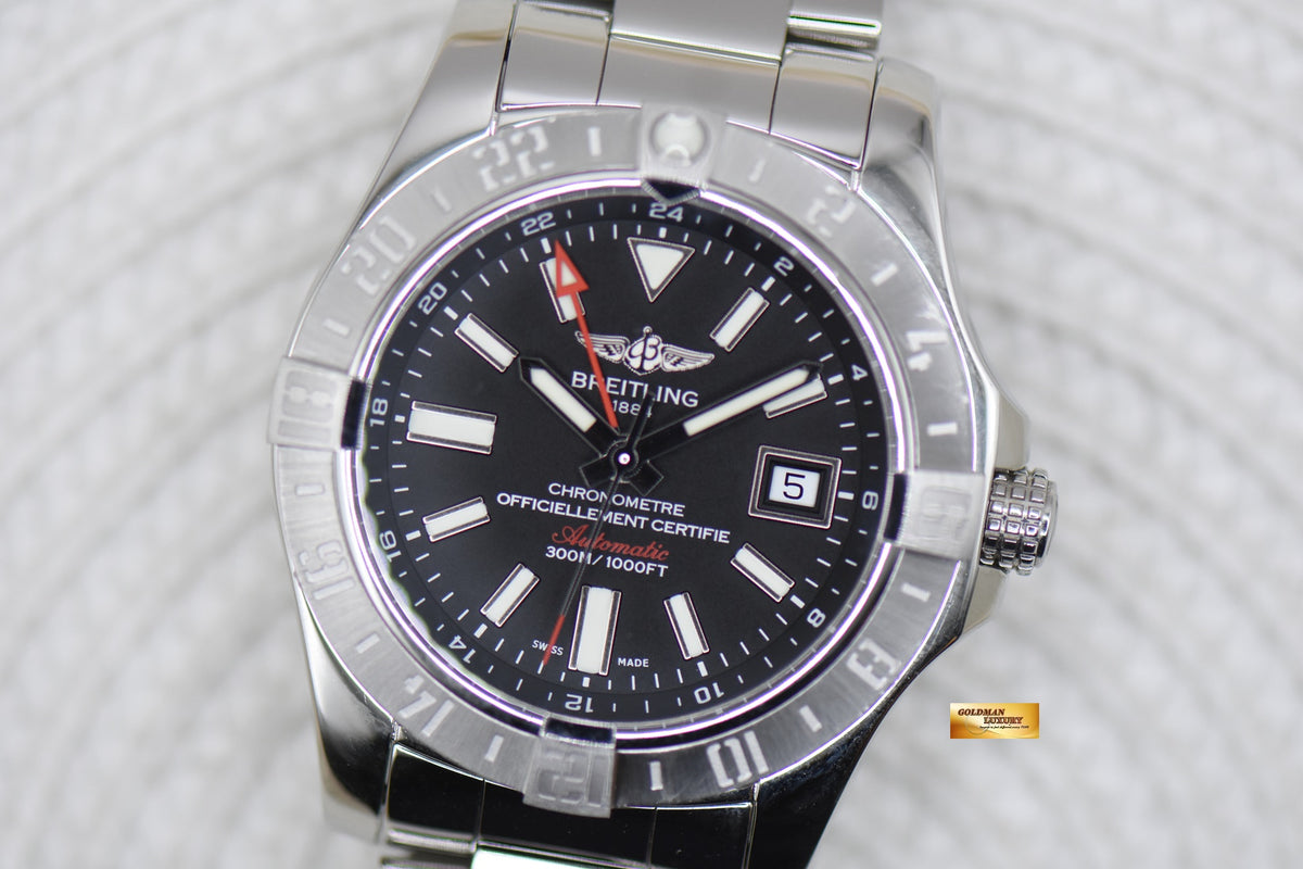 BREITLING AVENGER II GMT 42mm STEEL BLACK A32390 (MINT)