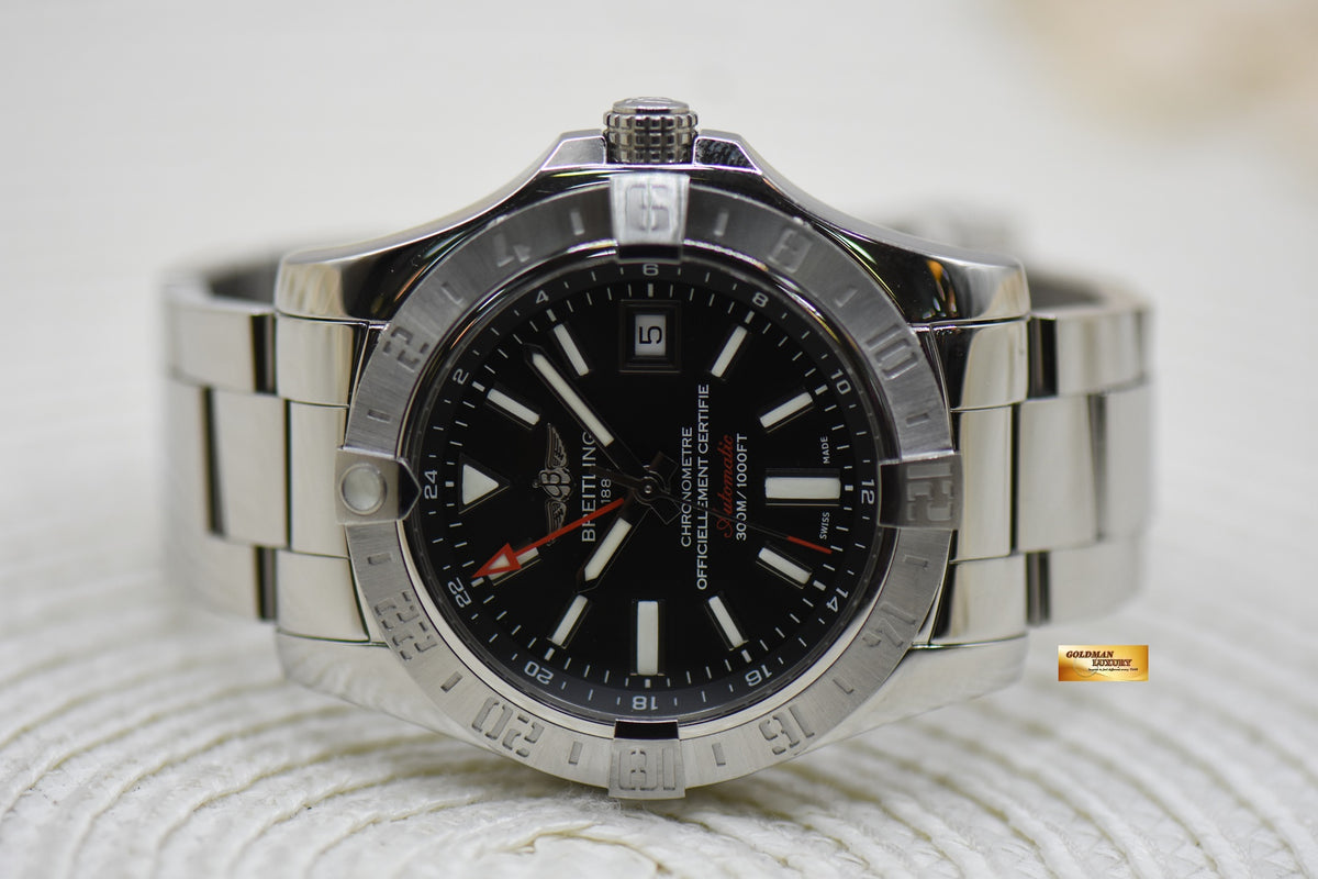 BREITLING AVENGER II GMT 42mm STEEL BLACK A32390 (MINT)