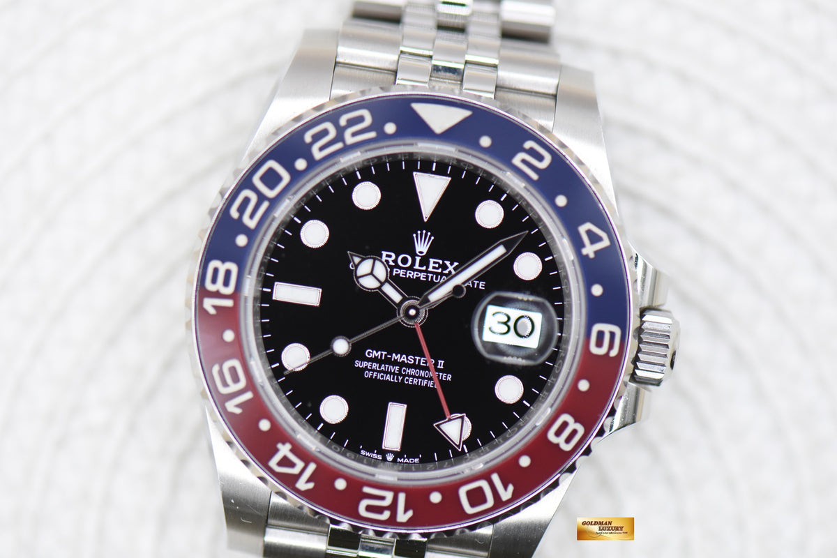 ROLEX OYSTER PERPETUAL GMT-MASTER II “PEPSI” CERAMIC RED / BLUE BEZEL JUBILEE STEEL BRACELET 126710BLRO (MINT)