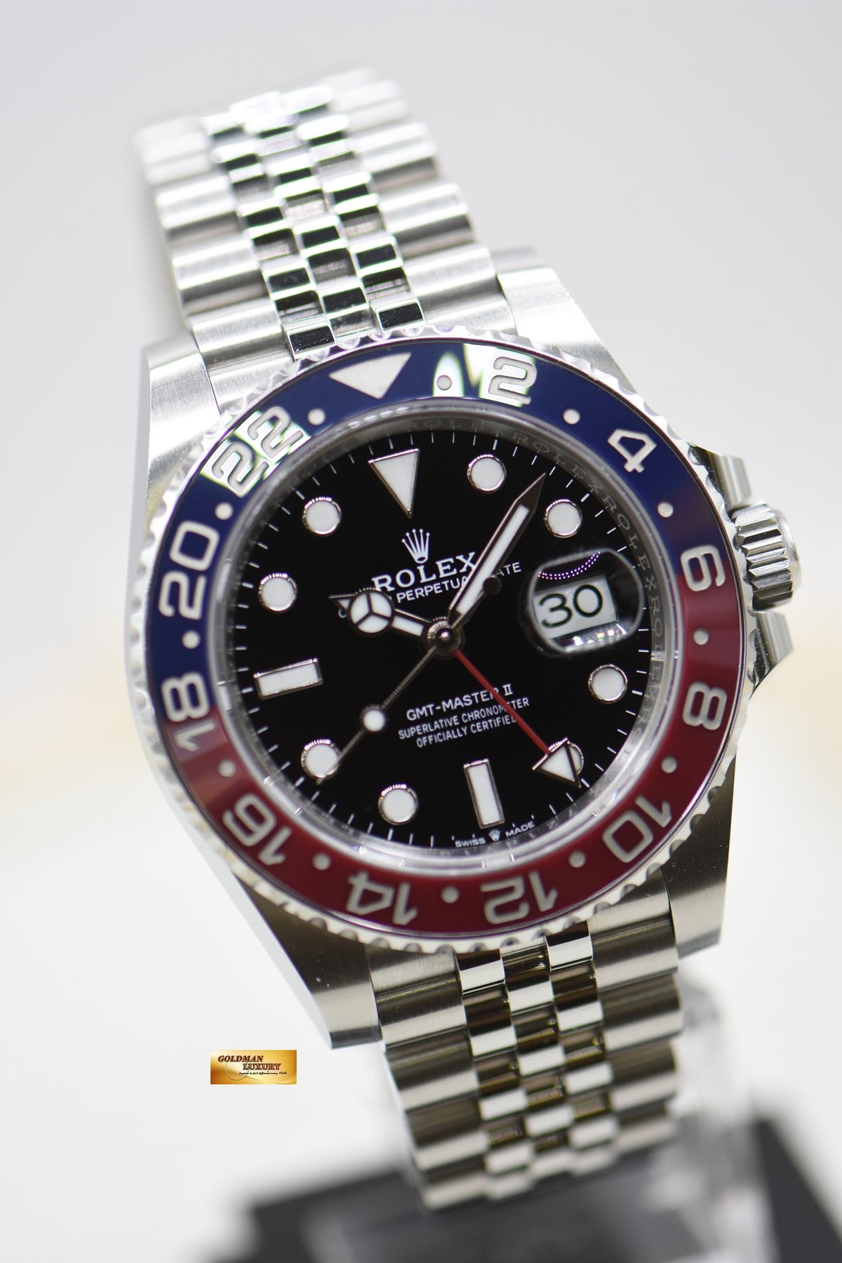 ROLEX OYSTER PERPETUAL GMT-MASTER II “PEPSI” CERAMIC RED / BLUE BEZEL JUBILEE STEEL BRACELET 126710BLRO (MINT)