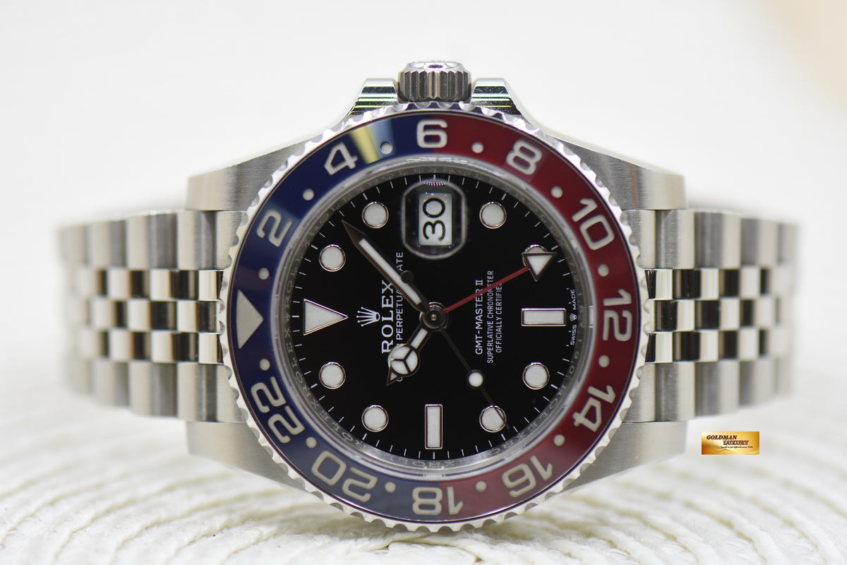 ROLEX OYSTER PERPETUAL GMT-MASTER II “PEPSI” CERAMIC RED / BLUE BEZEL JUBILEE STEEL BRACELET 126710BLRO (MINT)