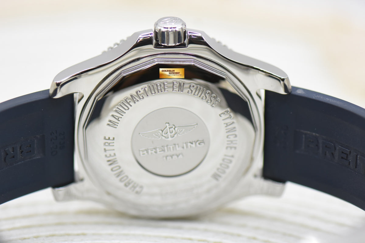 BREITLING SUPEROCEAN II 44mm STEEL IN RUBBER STRAP BLUE A17392 AUTOMATIC (MINT)