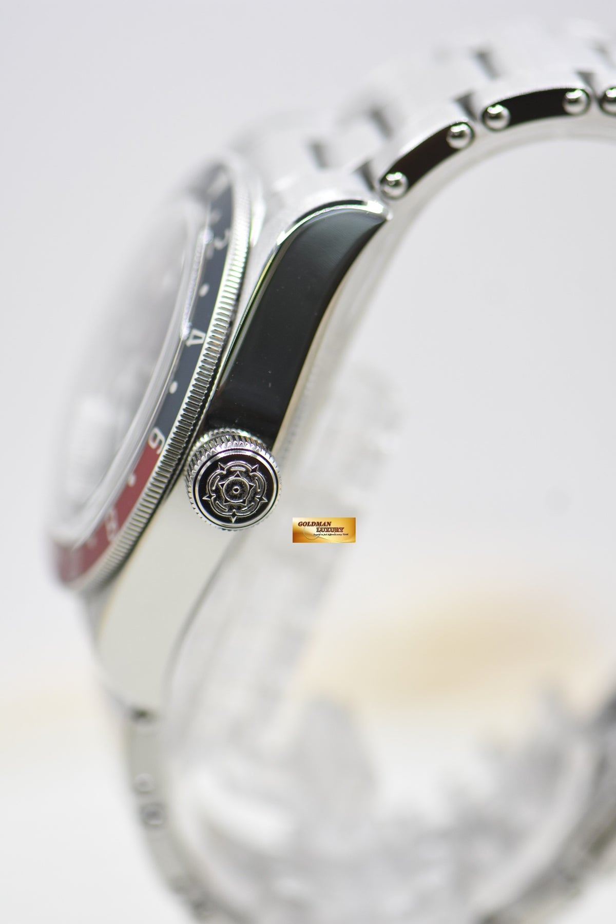 TUDOR BLACK BAY GMT PEPSI RED / BLUE 41mm BLACK DIAL STEEL IN RIVETED BRACELET 79830RB AUTOMATIC (MINT)