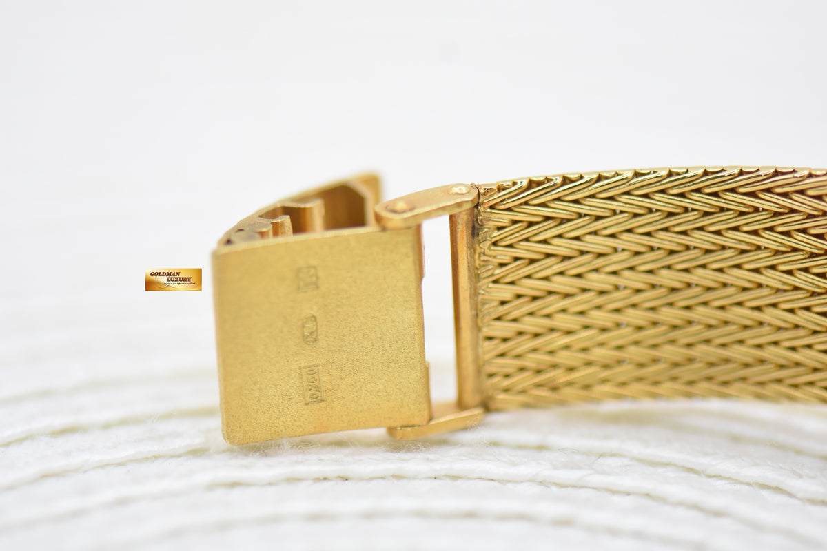 ROLEX CELLINI MENS 18K YELLOW GOLD WOVEN-LIKE BRACELET DIAMOND BEZEL MANUAL WINDING 4113 (MINT)