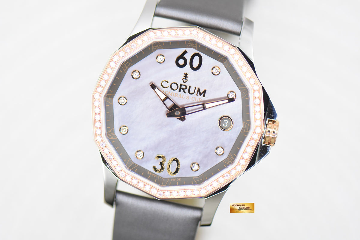 CORUM ADMIRAL’S CUP 38mm LADIES MOP DIAMONDS HALF-GOLD AUTOMATIC 01.0091 (MINT)