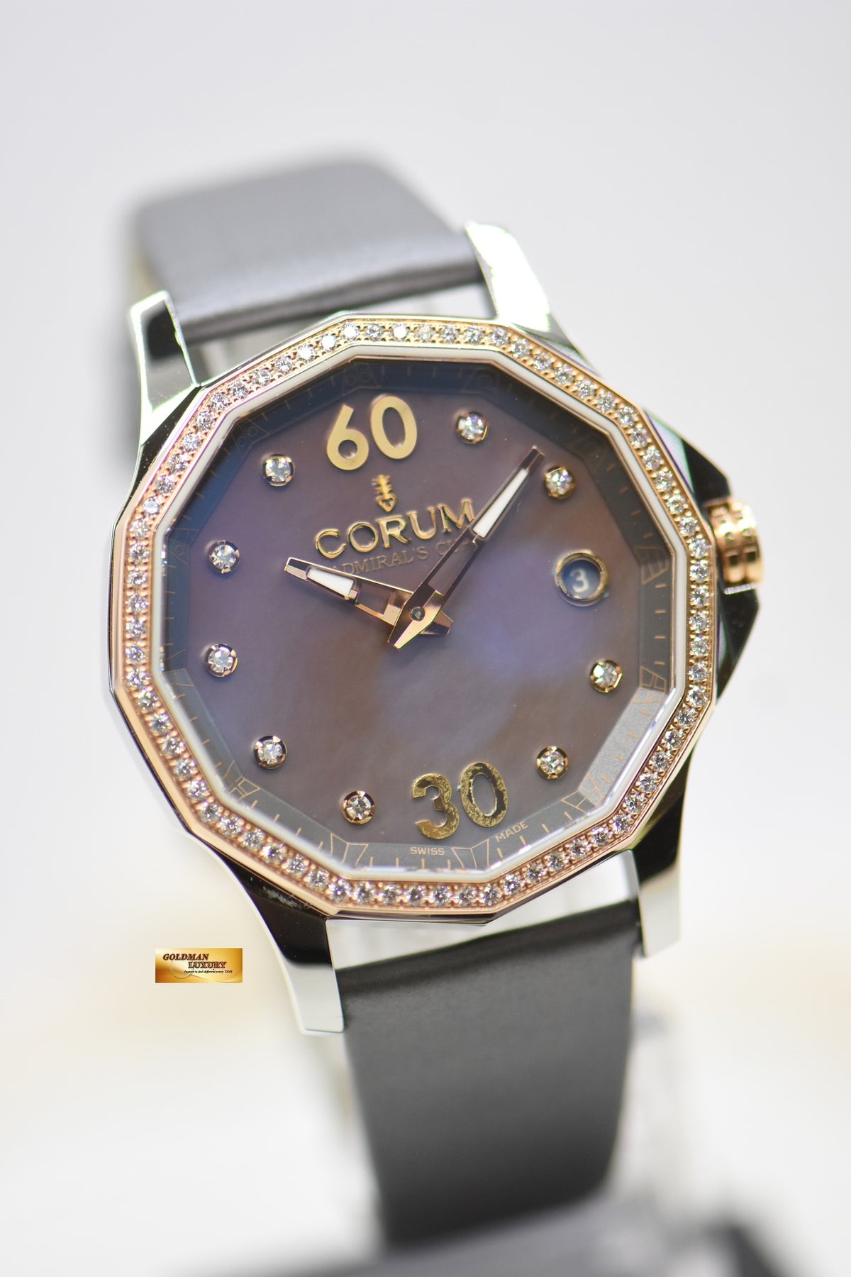 CORUM ADMIRAL’S CUP 38mm LADIES MOP DIAMONDS HALF-GOLD AUTOMATIC 01.0091 (MINT)