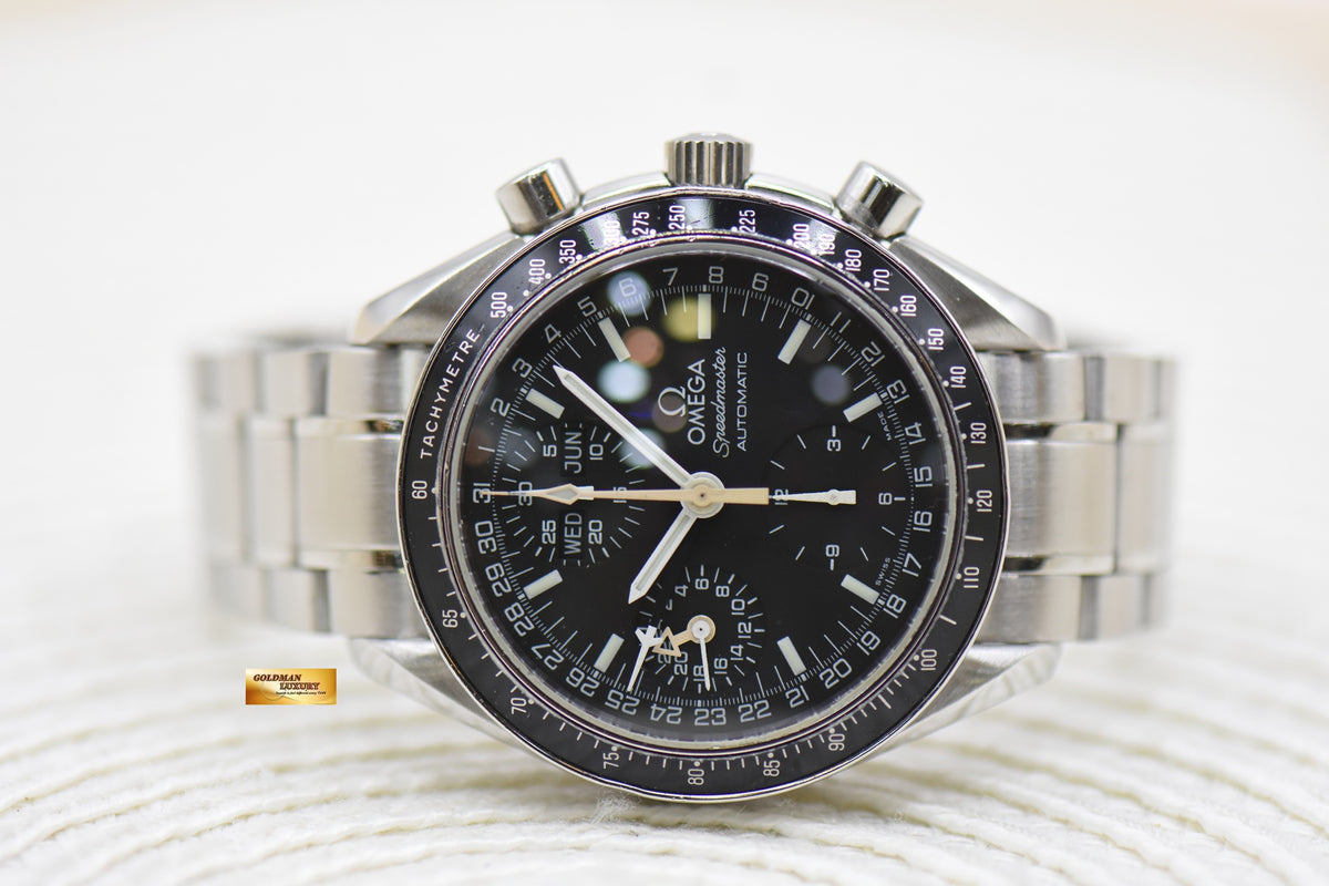 OMEGA SPEEDMASTER CHRONOGRAPH TRIPLE CALENDAR 39mm STEEL BRACELET BLACK 3520.5000 (MINT)