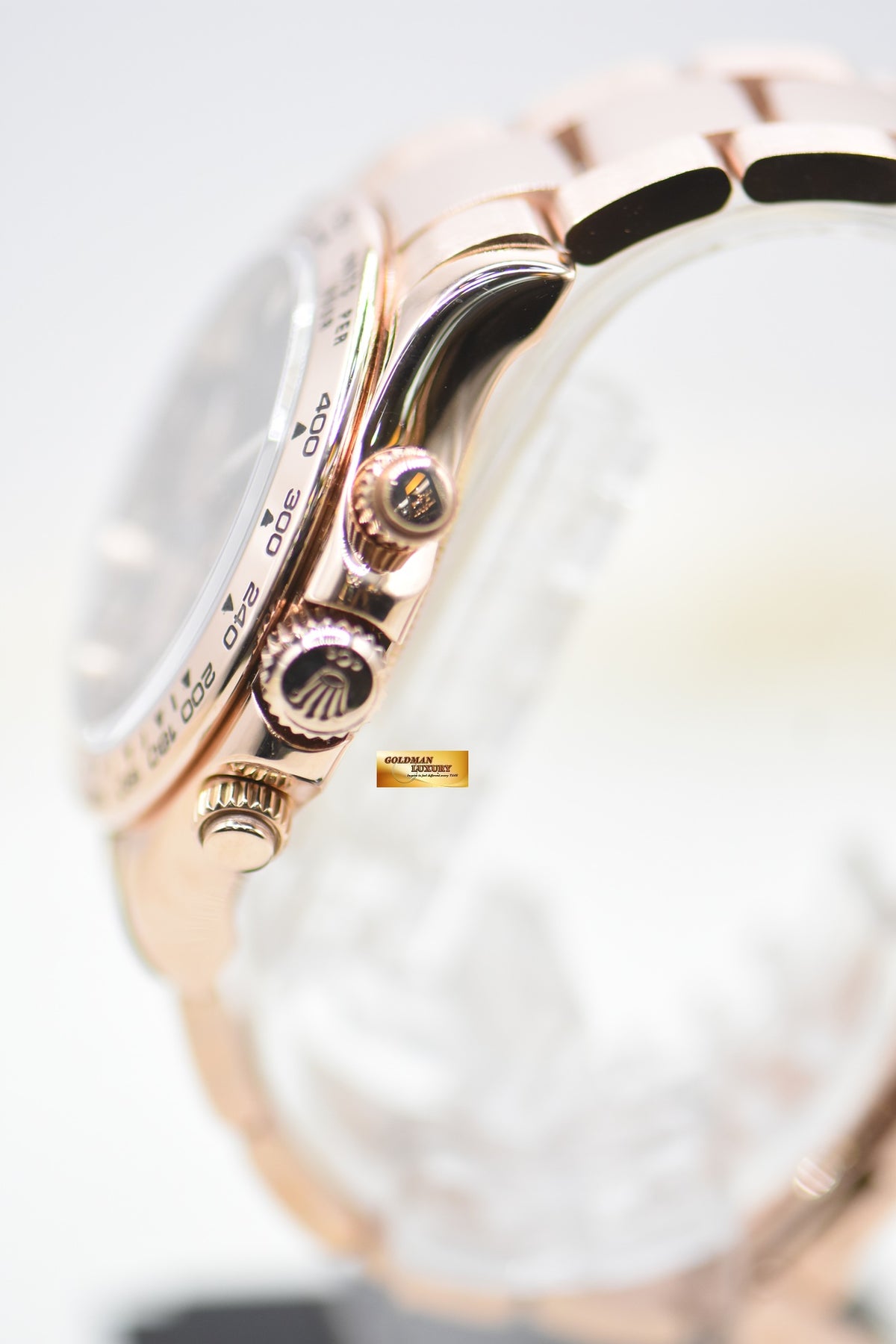 ROLEX OYSTER PERPETUAL DAYTONA EVEROSE GOLD IN BRACELET BLACK DIAL 116505 (MINT)