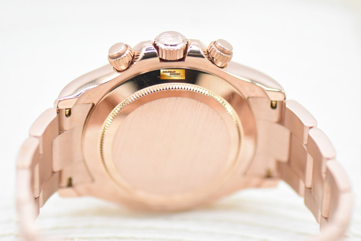 ROLEX OYSTER PERPETUAL DAYTONA EVEROSE GOLD IN BRACELET BLACK DIAL 116505 (MINT)
