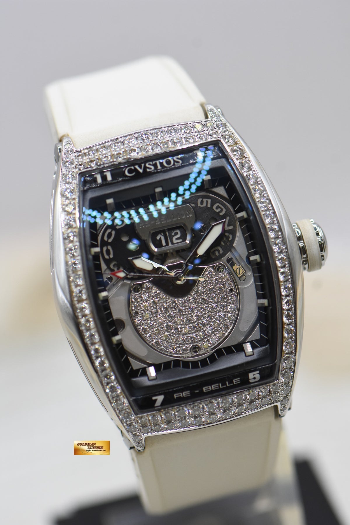 CVSTOS DIAMOND Re-BELLION LADIES STEEL IN RUBBER STRAP WHITE AUTOMATIC (MINT)