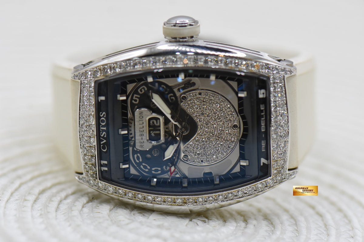 CVSTOS DIAMOND Re-BELLION LADIES STEEL IN RUBBER STRAP WHITE AUTOMATIC (MINT)