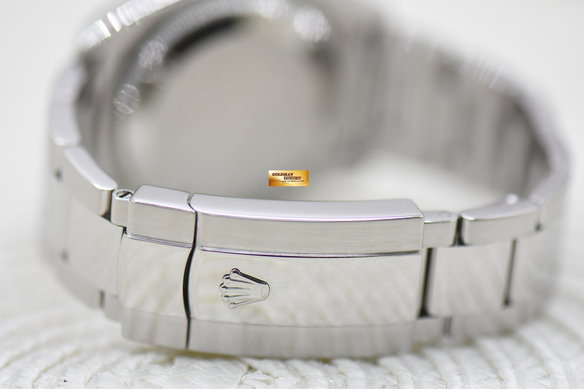 ROLEX OYSTER DATE 34mm STEEL IN OYSTER BRACELET BLACK DIAMOND DIAL 115210 (MINT)