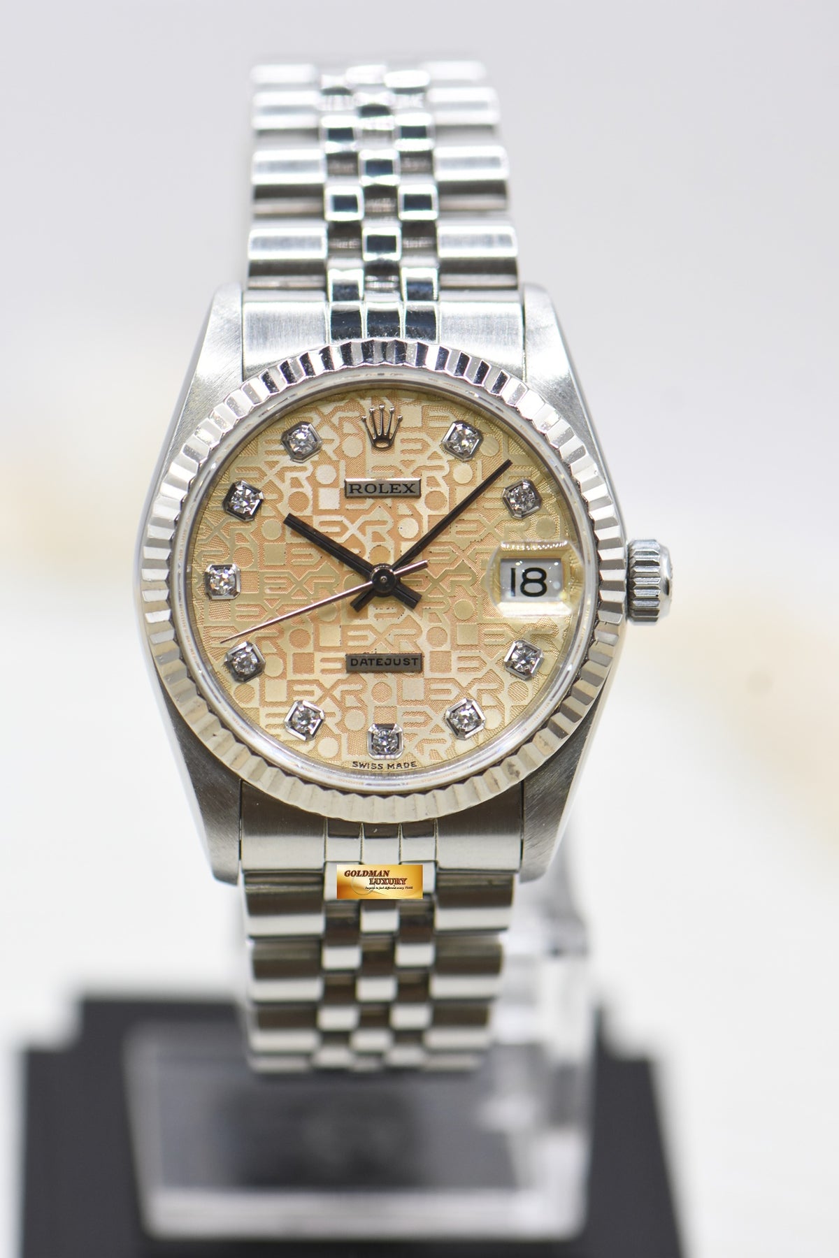 ROLEX OYSTER DATEJUST 31mm STEEL IN JUBILEE BRACELET COMPUTER SALMON DIAMOND DIAL 68274 (MINT)